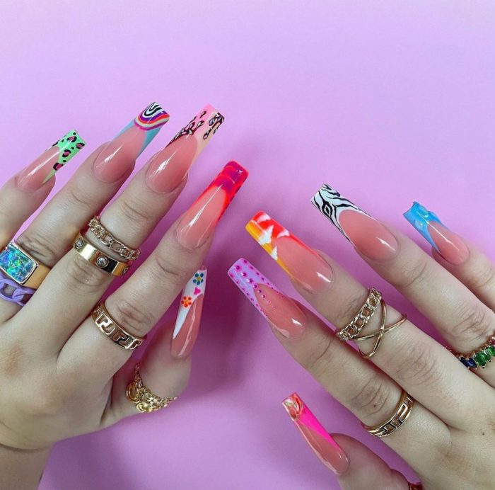 Glitterbels Acrylic Nails with Mix & Match Colourful Nail Art