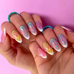 Glitterbels Acrylic Nails rainbow flame nail art