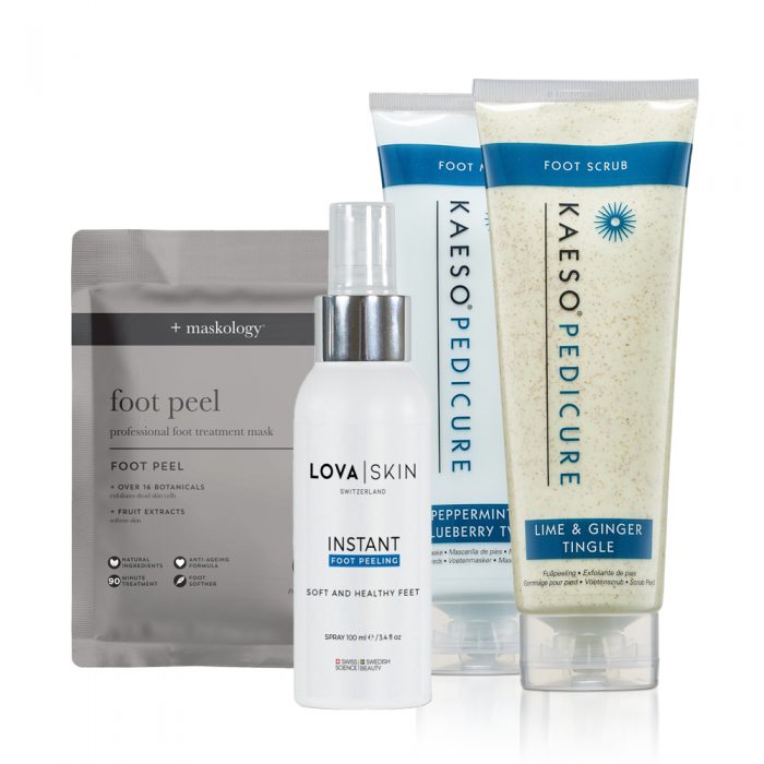 Kaeso Pedicure Foot Scrub & Foot Mask with +maskology Sheet Foot Peel & LOVASKIN Instant Foot Peeling Treatment Spray