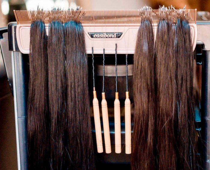 Hair Made Easi Easibond in Rose Gold with brunette hair extensions