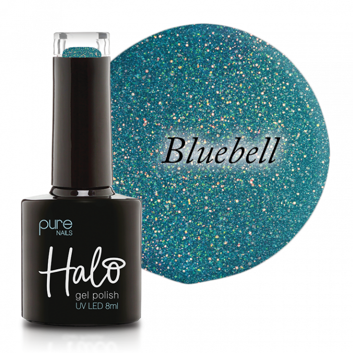 Halo Gel Polish Bluebell bottle and swatch - Halo Euphoric Collection 2023