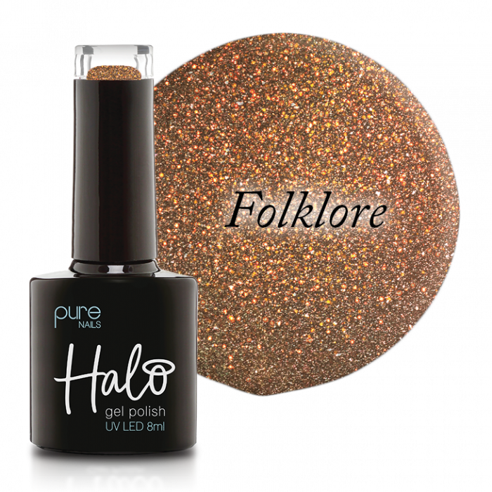 Halo Gel Polish Folklore bottle and swatch - Halo Euphoric Collection 2023