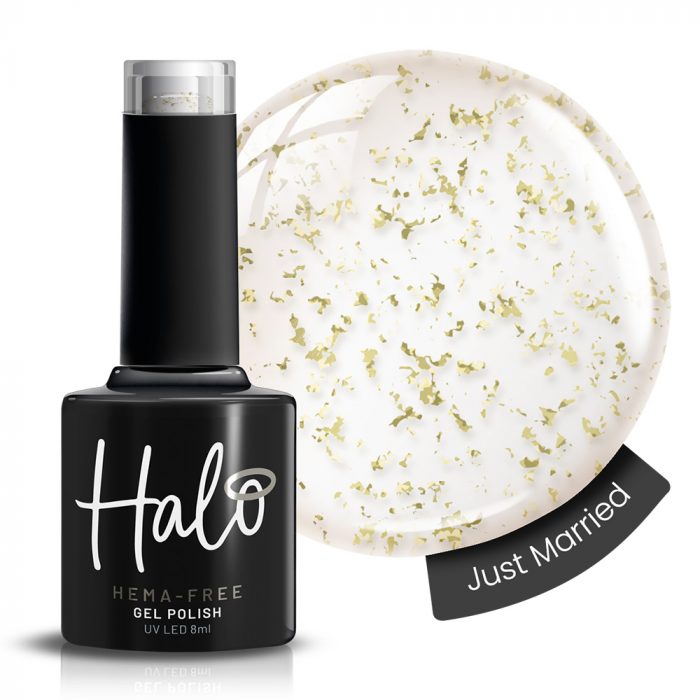 halo just married swatch and bottle