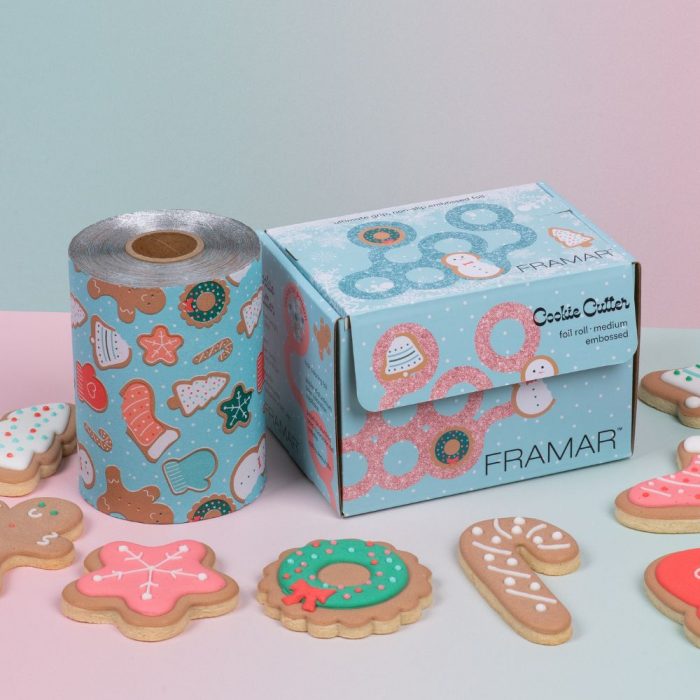 image of cookie cutter embossed foil foil with christmas cookies