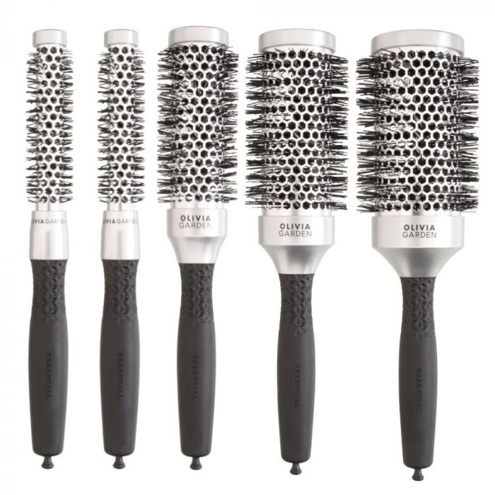 image shows size range in olivia garden essential classic blowout brushes
