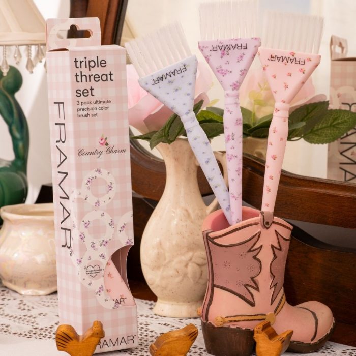 image shows framar triple threat tint brushes