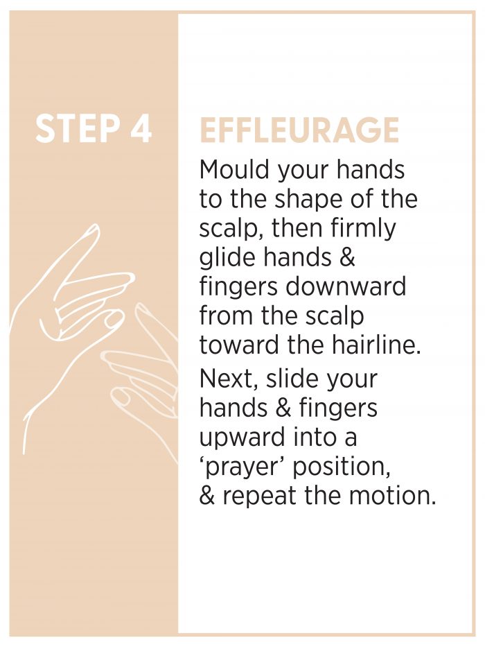 showing how to massage the scalp using the masque