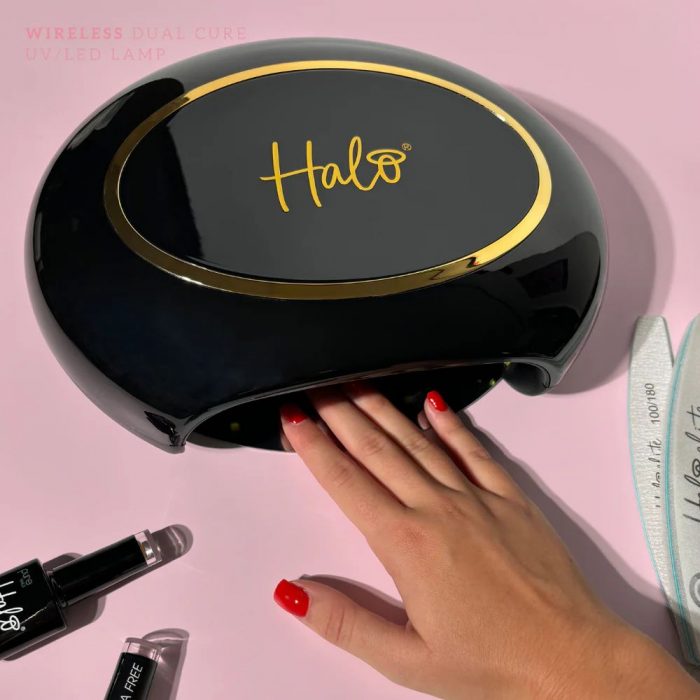 image of hand inside halo led lamp 