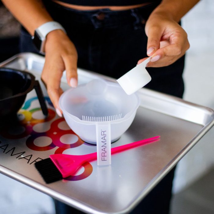 Hairdressing using the Framar Salon Trolley and Tint bowl