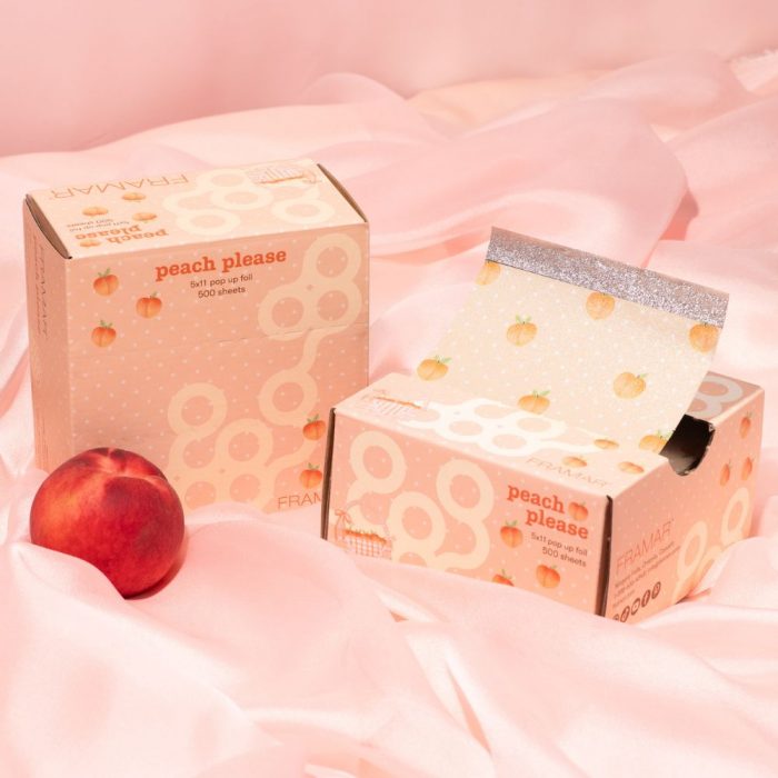 peach please pop up foil box with foil sheet popping out