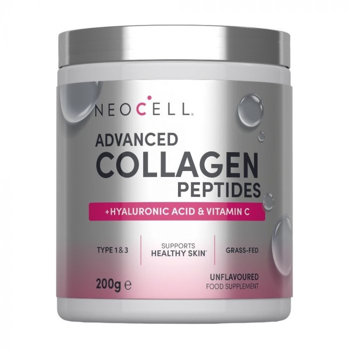 NeoCell Advanced Collagen Peptides powder tub, 200g, with hyaluronic acid and vitamin C