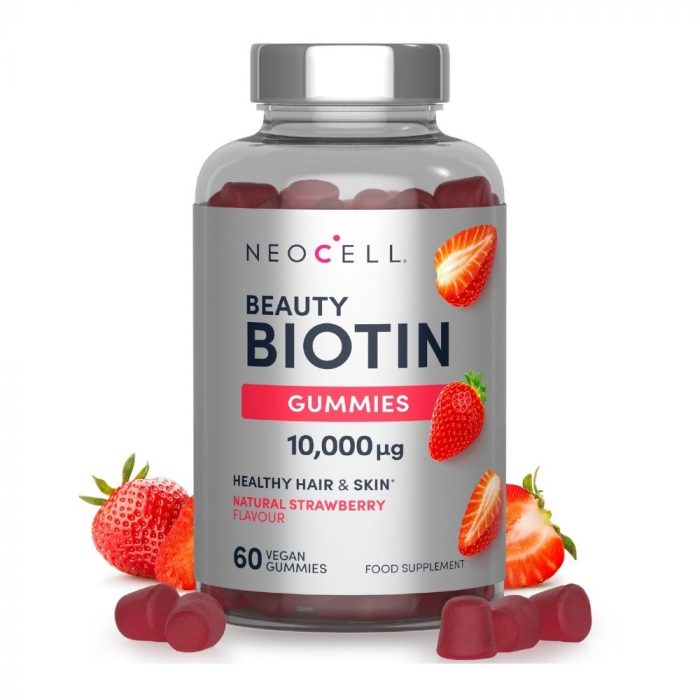 NeoCell Beauty Biotin Gummies, 10,000µg, natural strawberry flavour, 60 vegan gummies