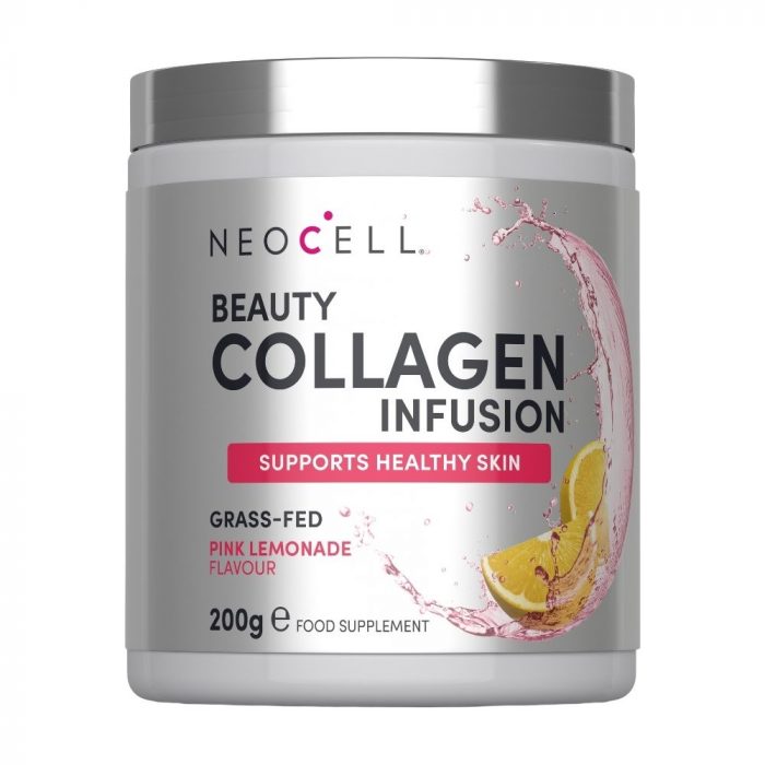 NeoCell Beauty Collagen Infusion powder tub, 200g, pink lemonade flavour, supports healthy skin