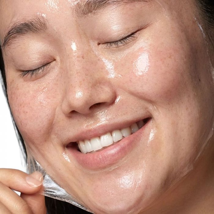 Korean woman wearing a Skin Republic face mask