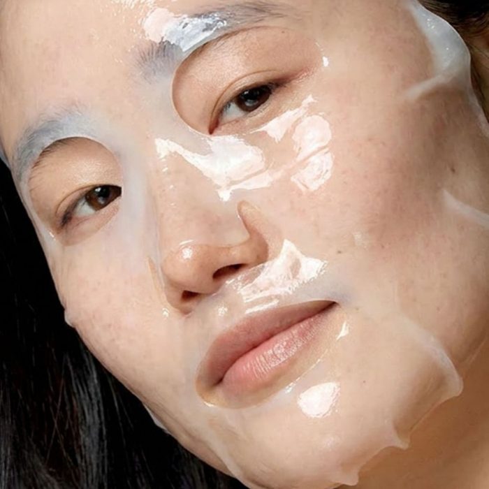 Korean woman wearing the Skin Republic Bio-Collagen Overnight Mask