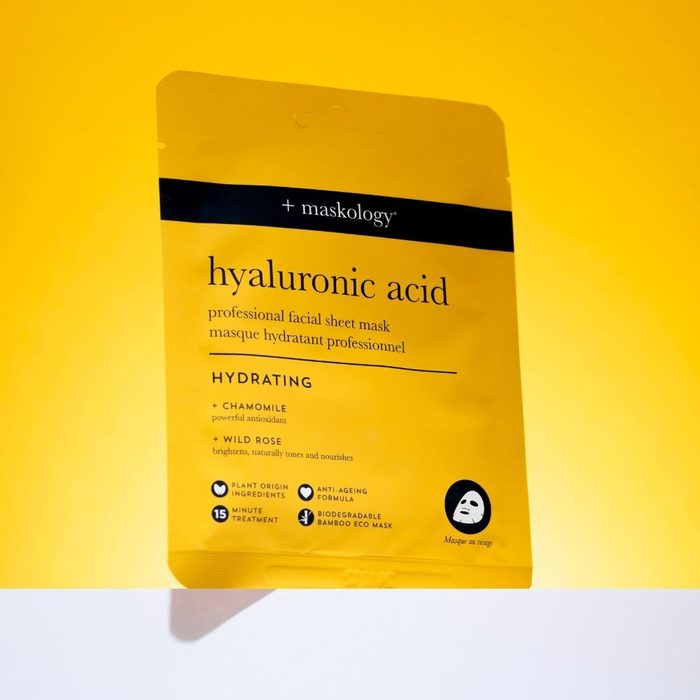 Hyaluronic korean Sheet Mask pack on display