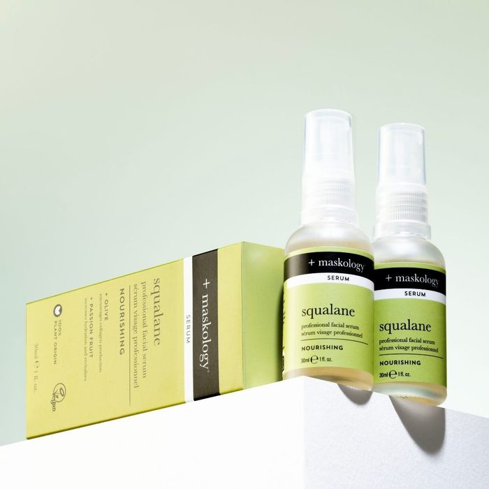 Squalane korean facial serum and box on display