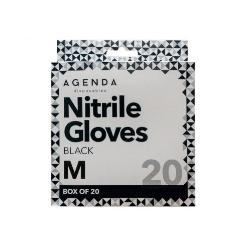 Agenda Black Nitrile Gloves Medium (20)
