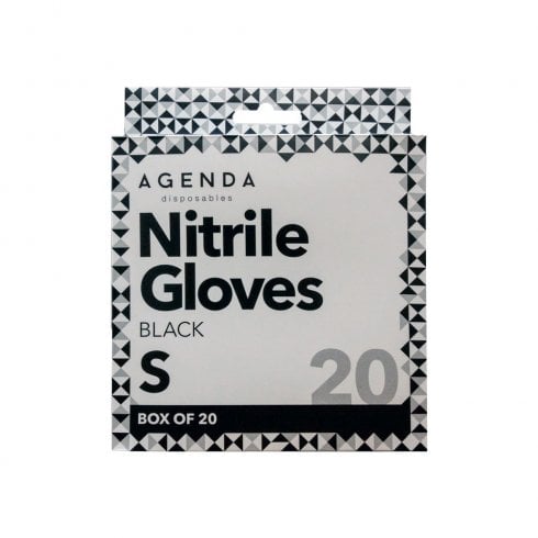 Agenda Black Nitrile Gloves Small (20)