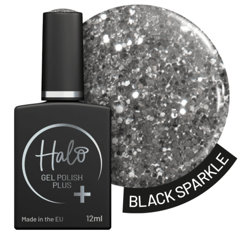 Halo  Gel Polish Plus Black Sparkle 12ml