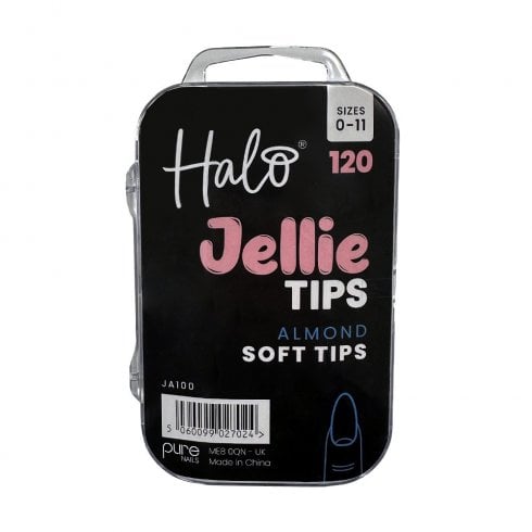 Halo Jellie Nail Tips Almond - Sizes 0-11 (120 Pieces)