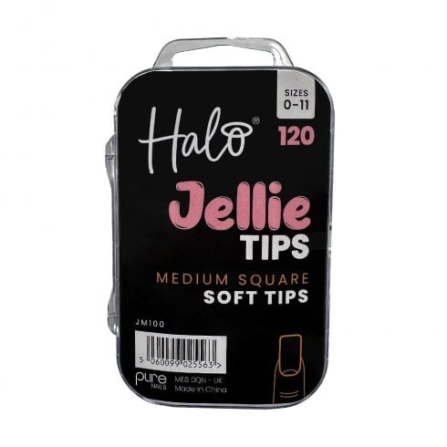 Halo Jellie Nail Tips Medium Square -  Sizes 0-11 (120)