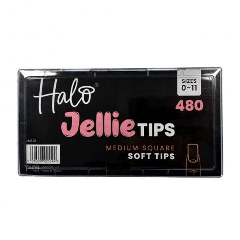 Halo Jellie Nail Tips Medium Square -  Sizes 0-11 (480 Pieces)
