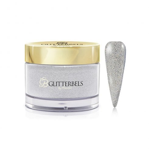 Glitterbels Pre-Mixed Glitter Acrylic Powder Fine Silver Holo 28g