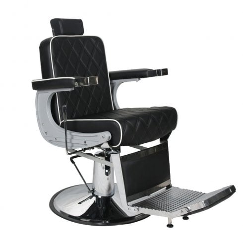 Salon Fit Chrysler Barber Chair Black/White Piping