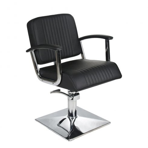 Salon Fit Madison Hydraulic Chair Black/Black Piping with Square Base