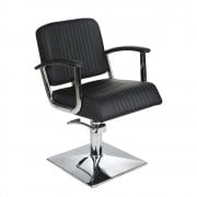 Madison Hydraulic Chair Black/Black Piping with Square Base