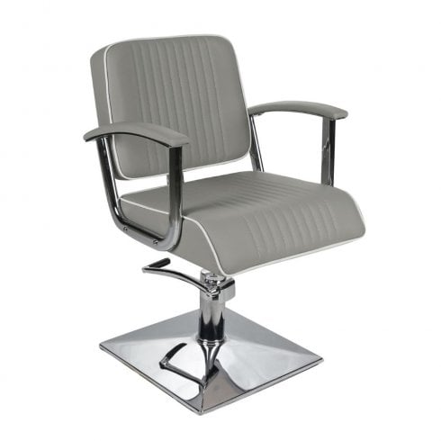 Salon Fit Madison Hydraulic Chair Grey/White Piping with Square Base